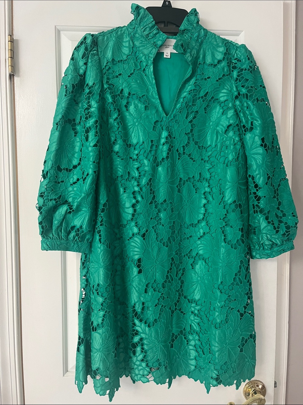 Pomander Place Emerald Green Lace Mini Dress